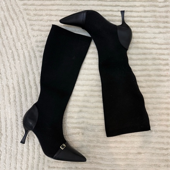 Elegant Black Knee-High Women's Boots - Picture 2 of 7